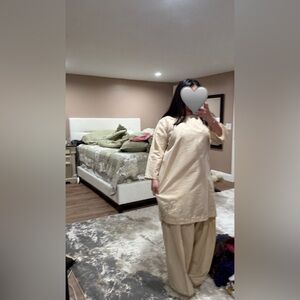 Elegant Cream Beaded Farsi Shalwar